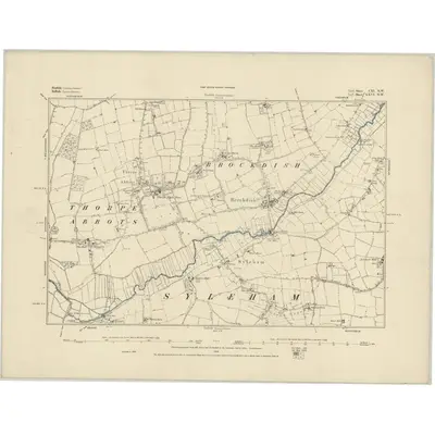 1884 Map of Norfolk CXI.NW, 1885 Print
