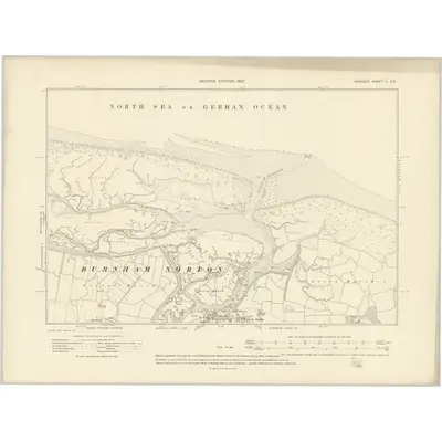 1904 Map of Norfolk II.SE, 1907 Print