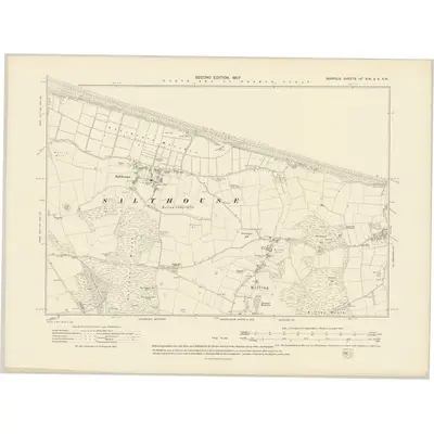 1904 Map of Norfolk IVa.SW & X.NW, 1907 Print