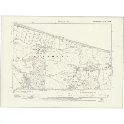1926 Map of Norfolk IVa.SW & X.NW, 1929 Print