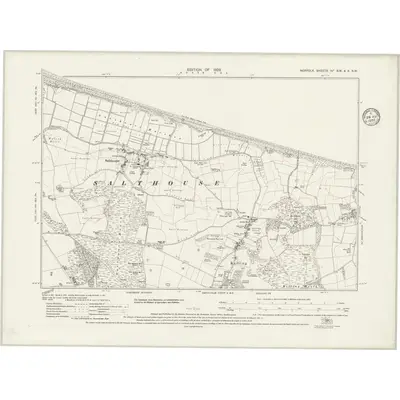 1926 Map of Norfolk IVa.SW & X.NW, 1935 Print