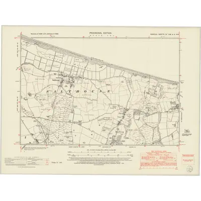 1950 Map of Norfolk IVa.SW & X.NW, 1952 Print