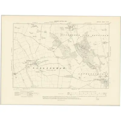 1904 Map of Norfolk IX.SE, 1907 Print