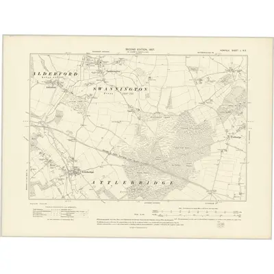 1905 Map of Norfolk L.NE, 1907 Print