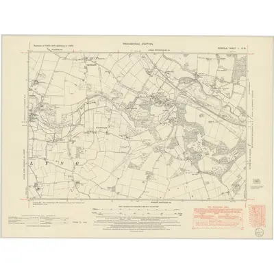 1950 Map of Norfolk L.NW, 1952 Print