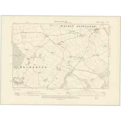 1905 Map of Norfolk L.SW, 1907 Print