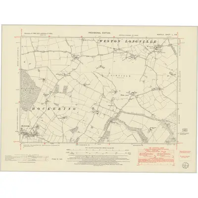 1950 Map of Norfolk L.SW, 1952 Print