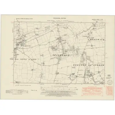 1946 Map of Norfolk LI.SE, 1951 Print