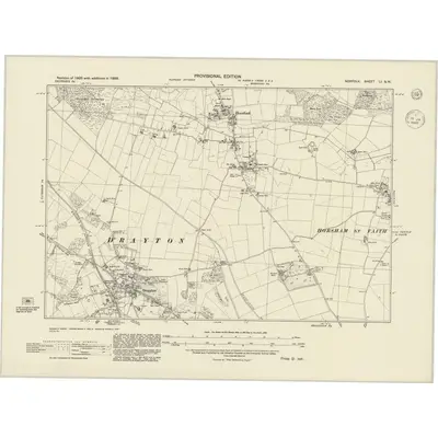 1938 Map of Norfolk LI.SW, 1945 Print
