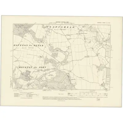 1905 Map of Norfolk LII.NE, 1907 Print