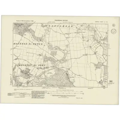 1938 Map of Norfolk LII.NE, 1945 Print