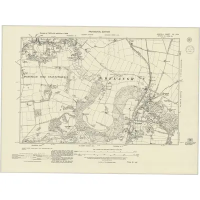 1938 Map of Norfolk LII.NW, 1944 Print