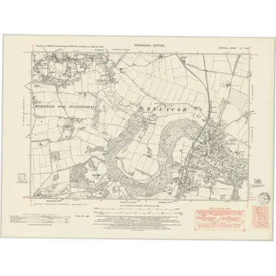 1946 Map of Norfolk LII.NW, 1951 Print