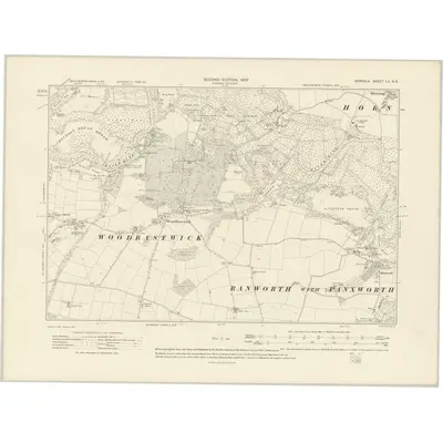 1905 Map of Norfolk LII.SE, 1907 Print