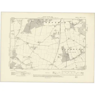 1905 Map of Norfolk LII.SW, 1908 Print