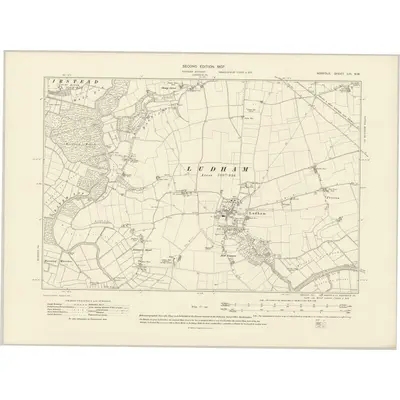 1905 Map of Norfolk LIII.NW, 1907 Print