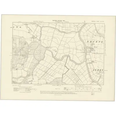 1905 Map of Norfolk LIII.SW, 1907 Print