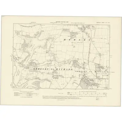 1905 Map of Norfolk LIV.SW, 1907 Print