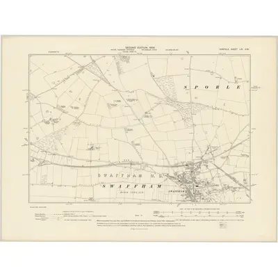 1904 Map of Norfolk LIX.NW, 1906 Print
