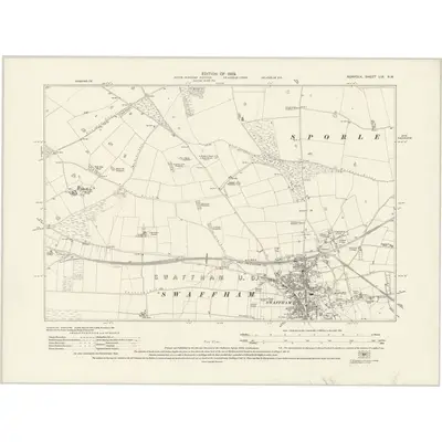 1926 Map of Norfolk LIX.NW, 1929 Print