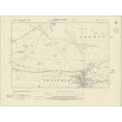 1938 Map of Norfolk LIX.NW, 1944 Print