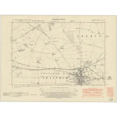 1950 Map of Norfolk LIX.NW, 1952 Print