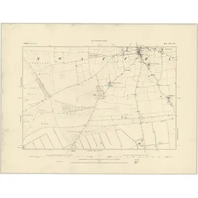 1883 Map of Norfolk LIX.SW, 1884 Print