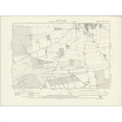 1926 Map of Norfolk LIX.SW, 1929 Print