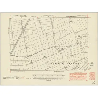 1950 Map of Norfolk LVI.SE, 1951 Print