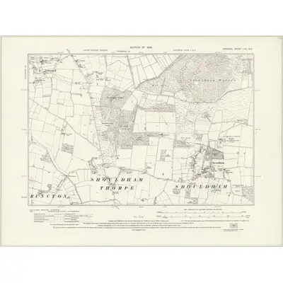 1927 Map of Norfolk LVII.NE, 1929 Print