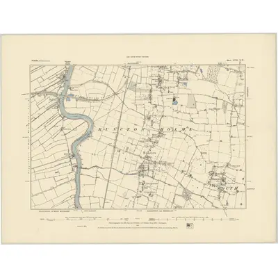 1884 Map of Norfolk LVII.NW, 1885 Print