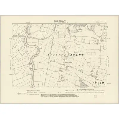 1904 Map of Norfolk LVII.NW, 1906 Print