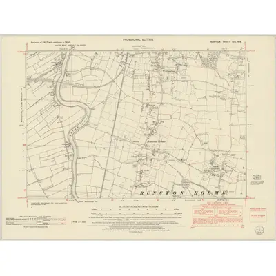 1950 Map of Norfolk LVII.NW, 1952 Print