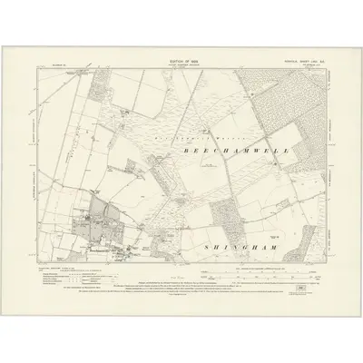 1926 Map of Norfolk LVIII.SE, 1929 Print