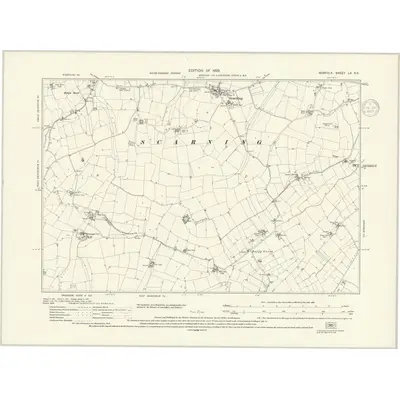 1926 Map of Norfolk LX.NE, 1937 Print