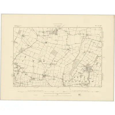 1882 Map of Norfolk LX.NW, 1884 Print