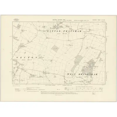 1904 Map of Norfolk LX.NW, 1906 Print