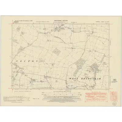 1950 Map of Norfolk LX.NW, 1952 Print