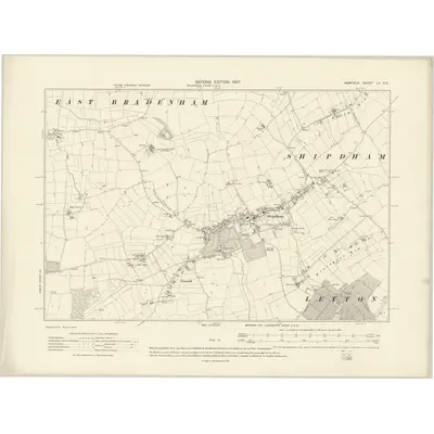 1904 Map of Norfolk LX.SE, 1907 Print