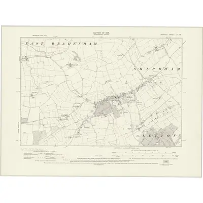 1926 Map of Norfolk LX.SE, 1929 Print