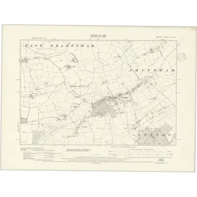 1926 Map of Norfolk LX.SE, 1937 Print