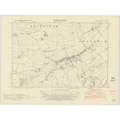1950 Map of Norfolk LX.SE, 1952 Print