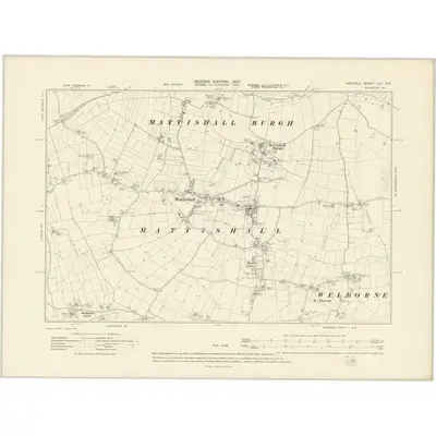 1905 Map of Norfolk LXI.NE, 1907 Print