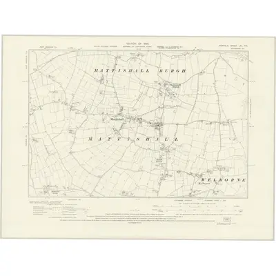 1926 Map of Norfolk LXI.NE, 1929 Print