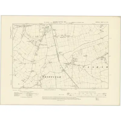 1905 Map of Norfolk LXI.NW, 1907 Print