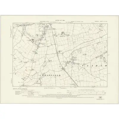 1926 Map of Norfolk LXI.NW, 1929 Print