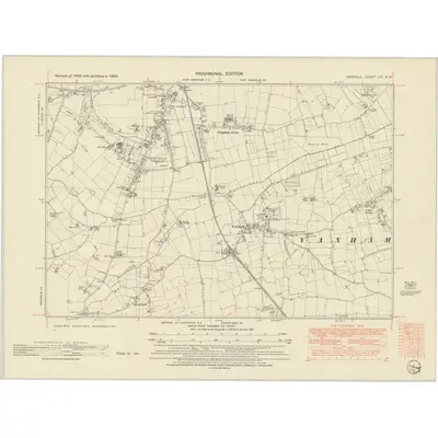 1950 Map of Norfolk LXI.NW, 1952 Print