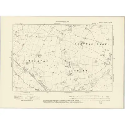 1905 Map of Norfolk LXI.SE, 1907 Print