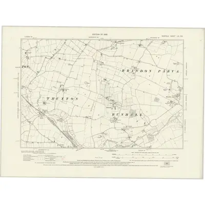 1926 Map of Norfolk LXI.SE, 1929 Print