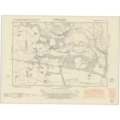 1950 Map of Norfolk LXII.NE, 1951 Print